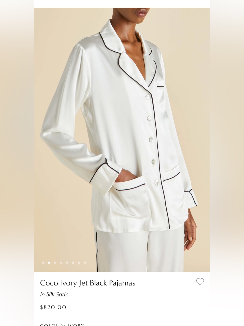 Olivia Von Halle White Wide-Leg Satin Pajama Pants With Black Piping — image 3 of 8